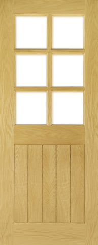 Ely Unfinished Oak 6L Glazed Interior Door