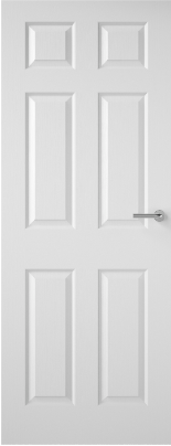 ## CLEARANCE ## 6 Panel Safe N Sound Textured Door - White Primed