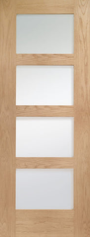 Shaker 4 Panel Unfinished Oak with Clear Glass