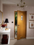 Chancery Onyx Triple Glazed External Oak Door (M&T) with Brass Caming