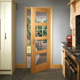 Shaker 4 Panel Unfinished Oak with Clear Glass - Fire Door